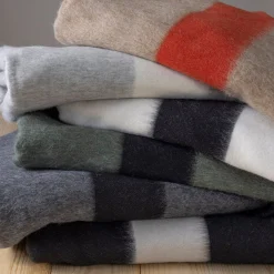 Siempre Blanket, Charcoal with Black Stripe^Be Home Outlet