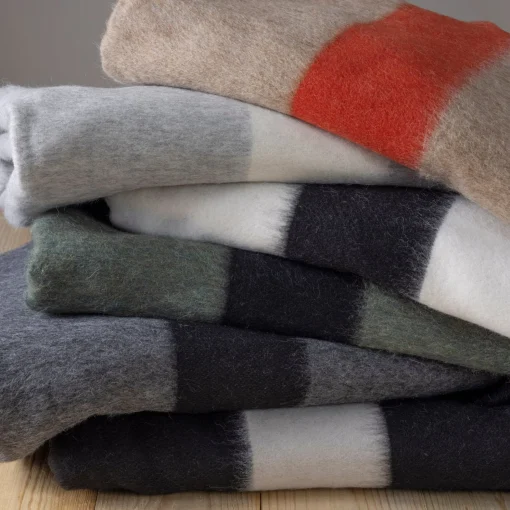 Siempre Blanket, Charcoal with Black Stripe^Be Home Outlet