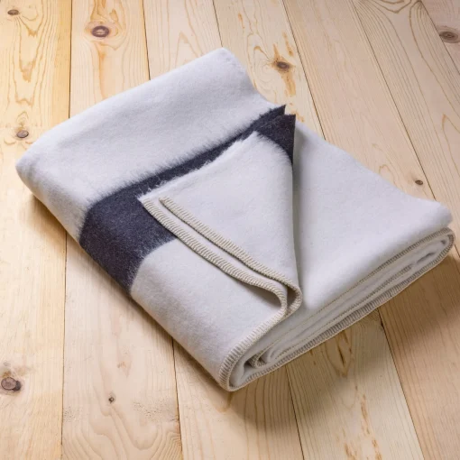 Siempre Blanket, Ivory with Black Stripe^Be Home Cheap
