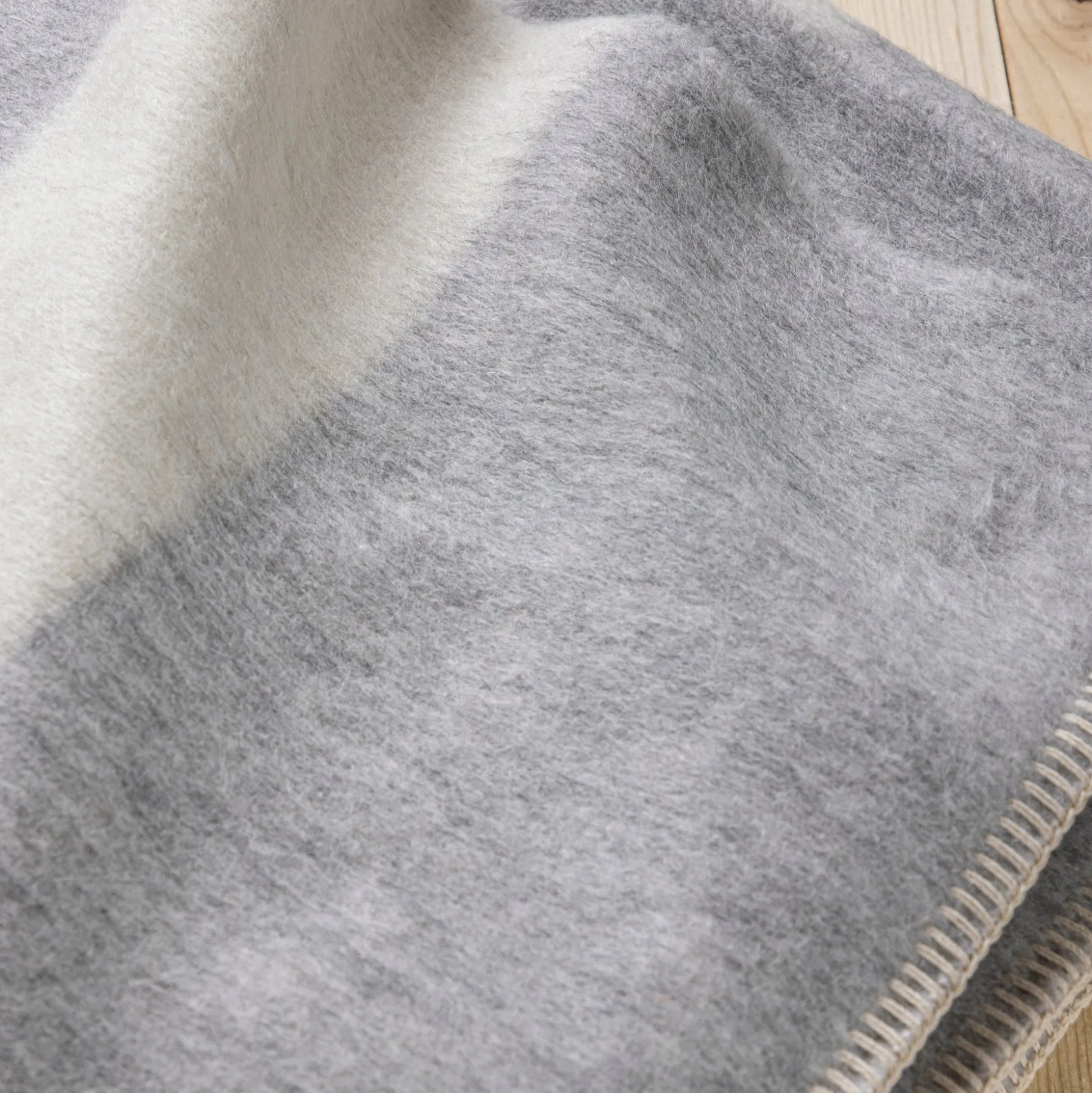 Siempre Blanket, Light Heather with Ivory Stripe^Be Home Shop