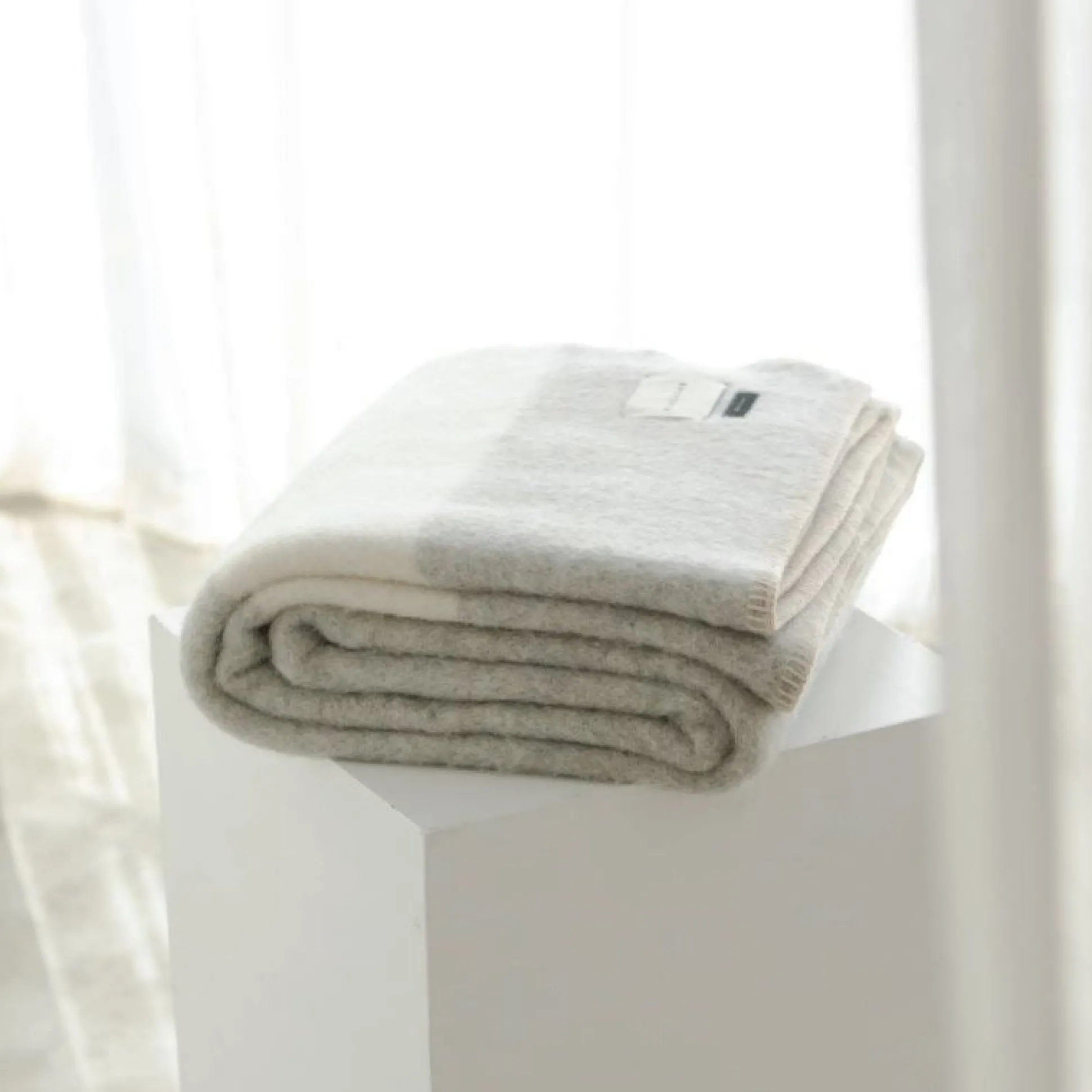 Siempre Blanket, Light Heather with Ivory Stripe^Be Home Shop