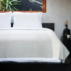 Siempre Blanket, Light Heather with Ivory Stripe^Be Home Shop