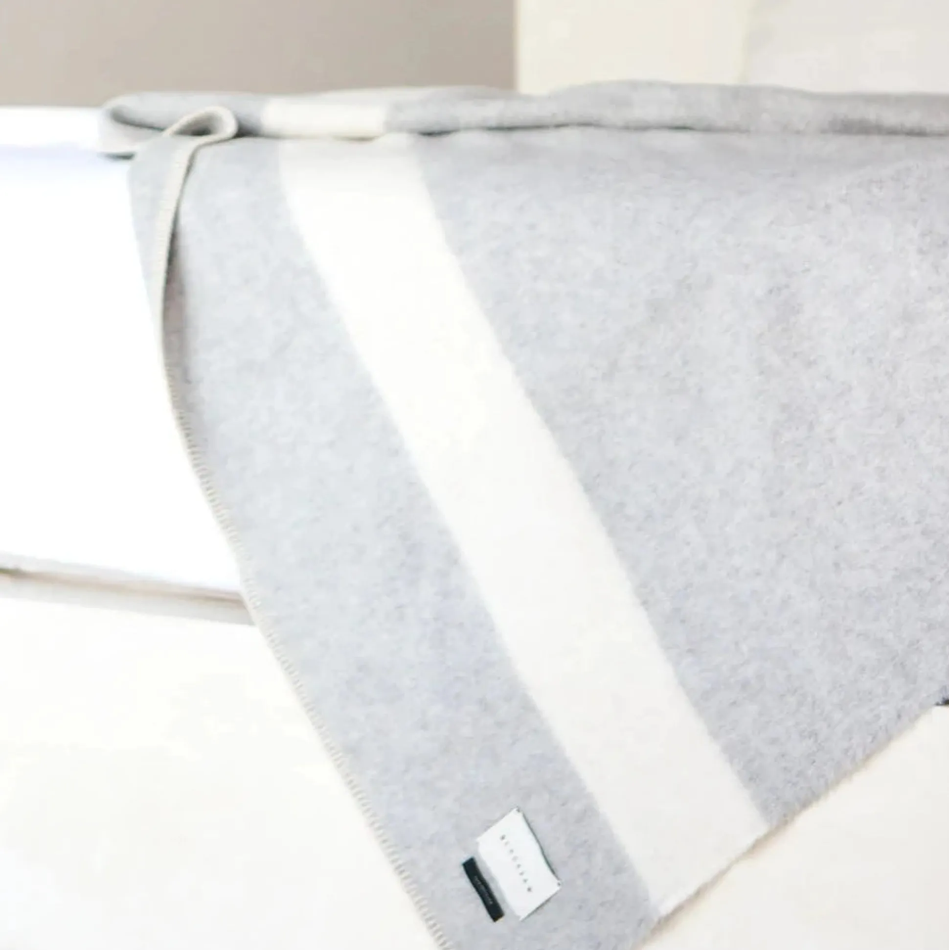 Siempre Blanket, Light Heather with Ivory Stripe^Be Home Shop