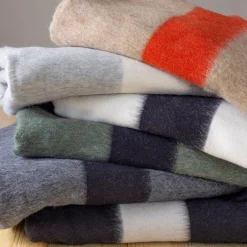 Siempre Blanket, Light Heather with Ivory Stripe^Be Home Shop