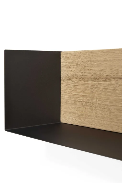Solid Oak U Shelf with Black Metal, 28"