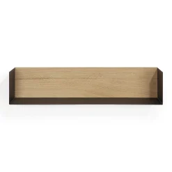 Solid Oak U Shelf with Black Metal, 28