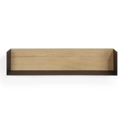 Solid Oak U Shelf with Black Metal, 28"