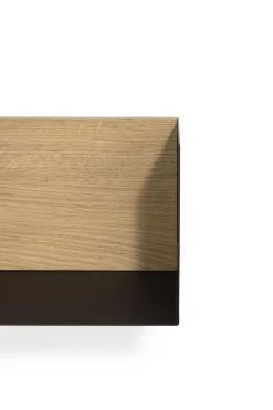 Solid Oak U Shelf with Black Metal, 28