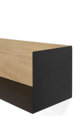 Solid Oak U Shelf with Black Metal, 22