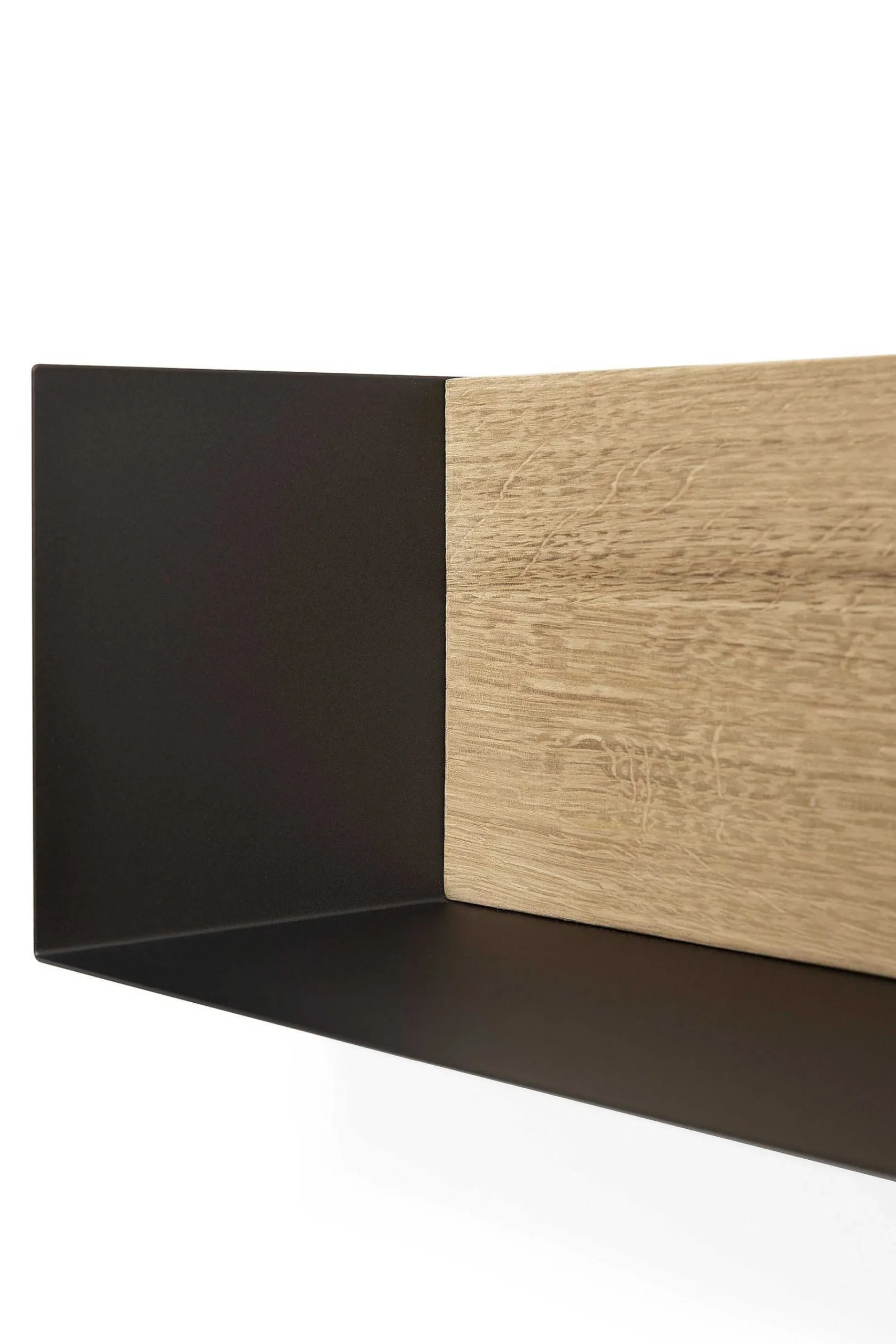 Solid Oak U Shelf with Black Metal, 22"