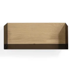 Solid Oak U Shelf with Black Metal, 22