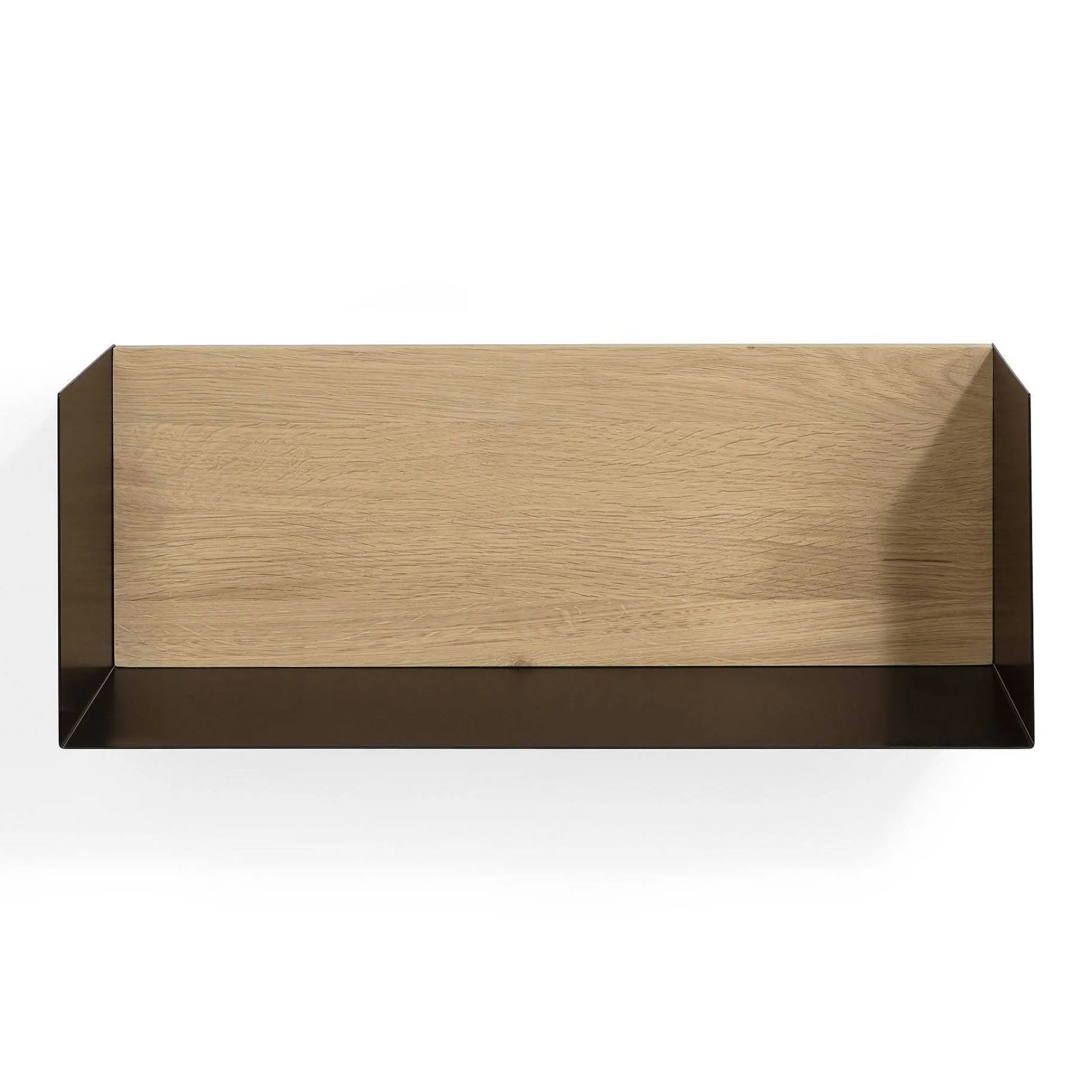 Solid Oak U Shelf with Black Metal, 22"