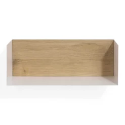 Solid Oak U Shelf with White Metal, 22"