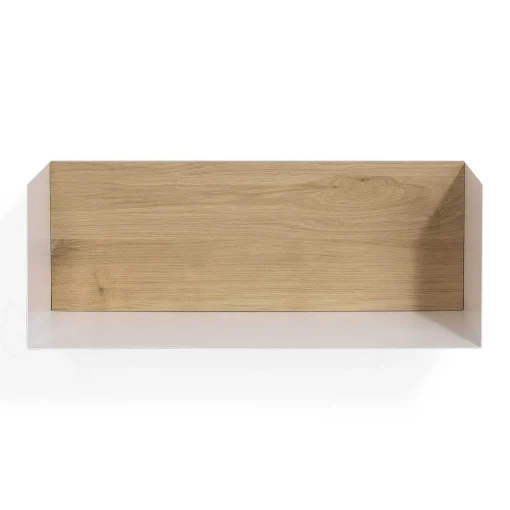 Solid Oak U Shelf with White Metal, 22"