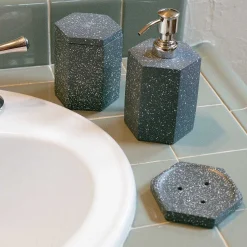 Speckled Cement Bath Canister, Slate