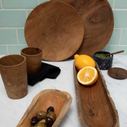 Speckled Cement Interlocking Cellar Set with Wood Lid and Spoon, Midni