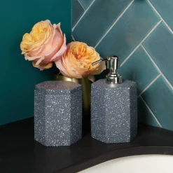 Speckled Cement Soap Dispenser, Slate