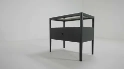 Spindle Solid Black Oak Bedside Table