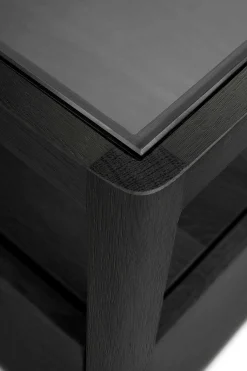 Spindle Solid Black Oak Bedside Table