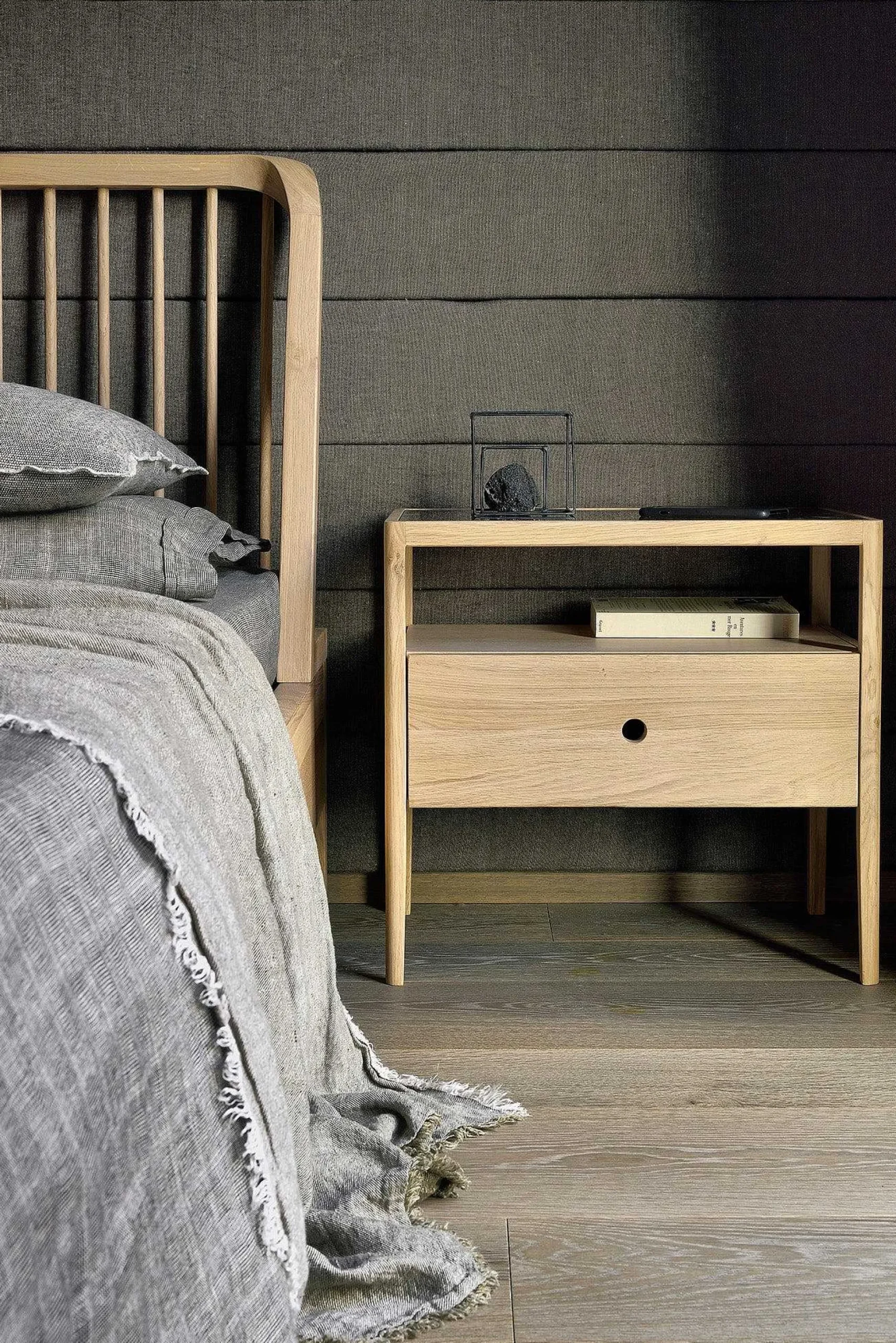 Spindle Solid Oak Bedside Table