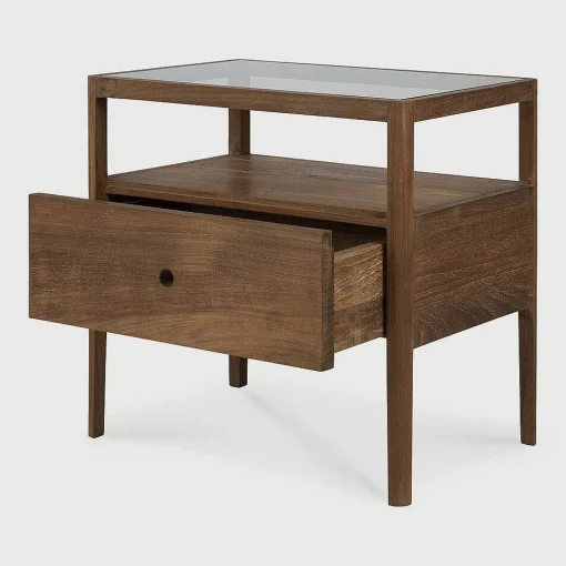 Spindle Solid Reclaimed Teak Bedside Table