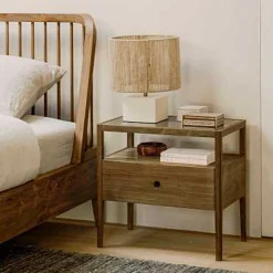 Spindle Solid Reclaimed Teak Bedside Table