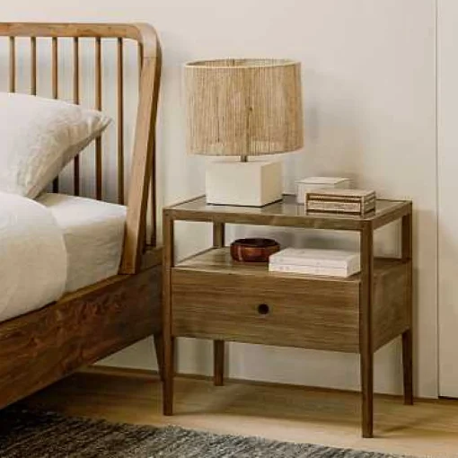 Spindle Solid Reclaimed Teak Bedside Table