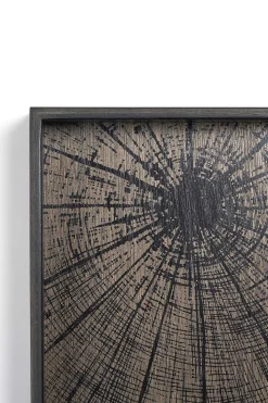 Square Black Slices Varnished Wood Tray, Large