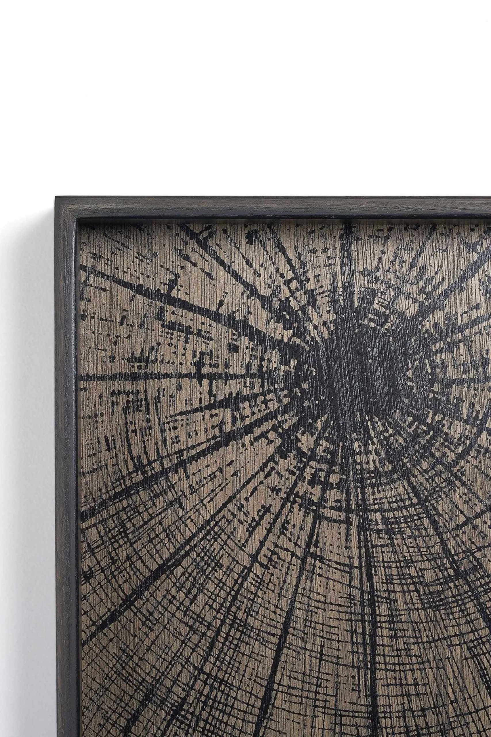 Square Black Slices Varnished Wood Tray, Large