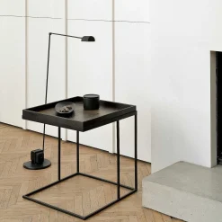 Square Black Slices Varnished Wood Tray, Large