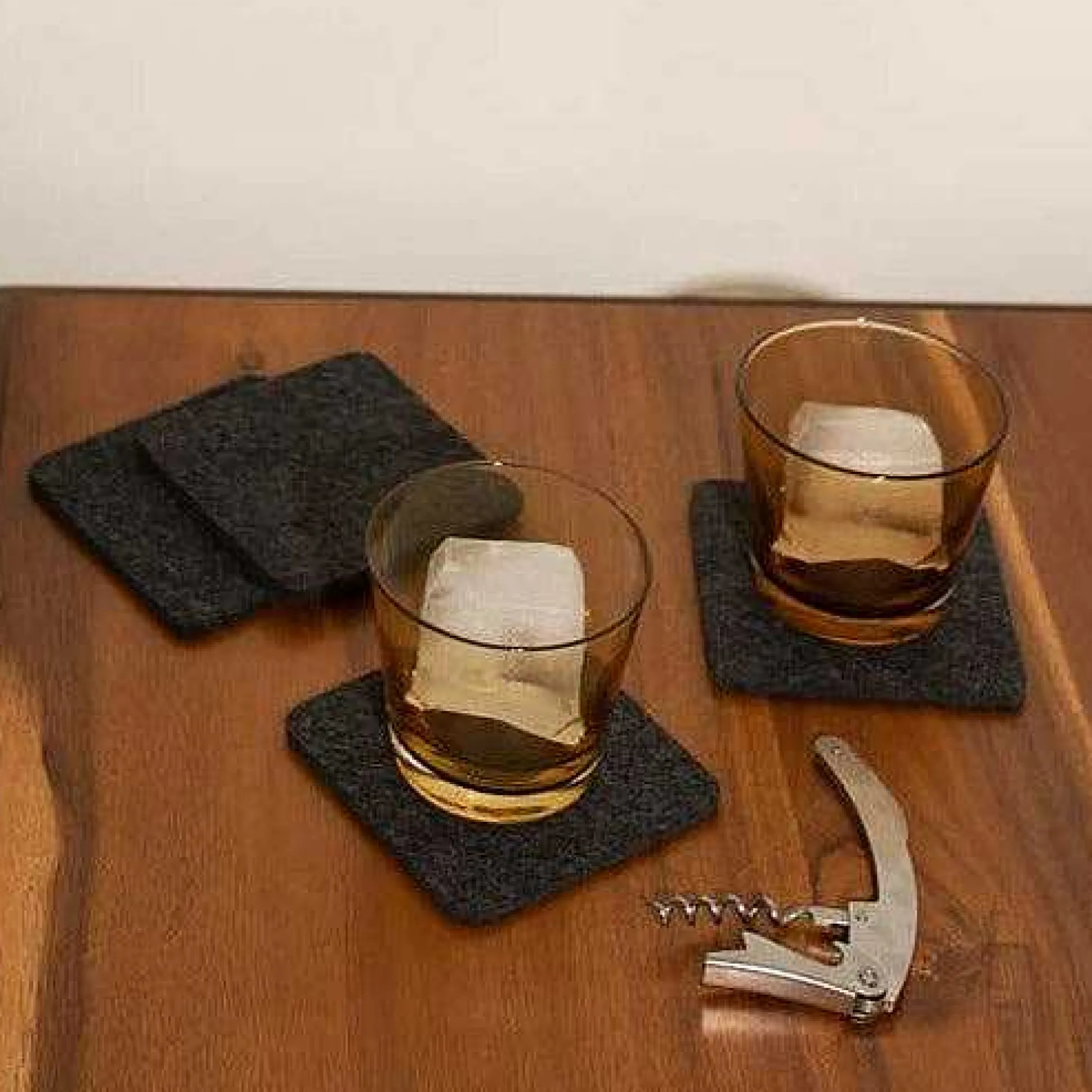 Square Felt Coaster, Set of 4, Charcoal
