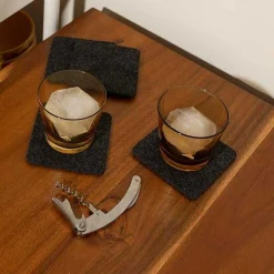 Square Felt Coaster, Set of 4, Charcoal