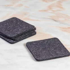 Square Felt Coaster, Set of 4, Charcoal