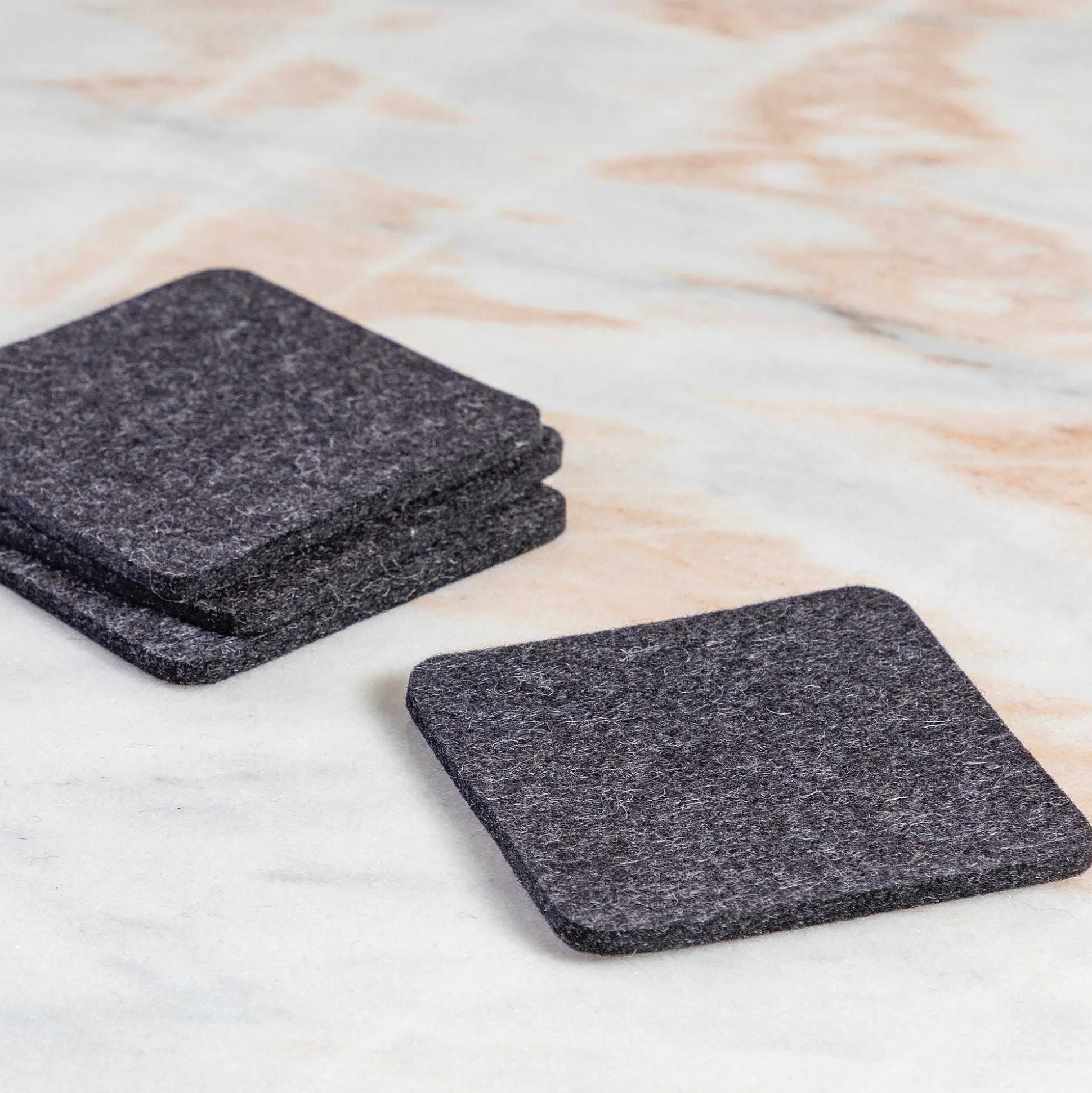 Square Felt Coaster, Set of 4, Charcoal