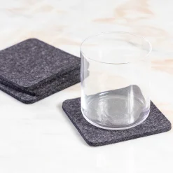 Square Felt Coaster, Set of 4, Charcoal