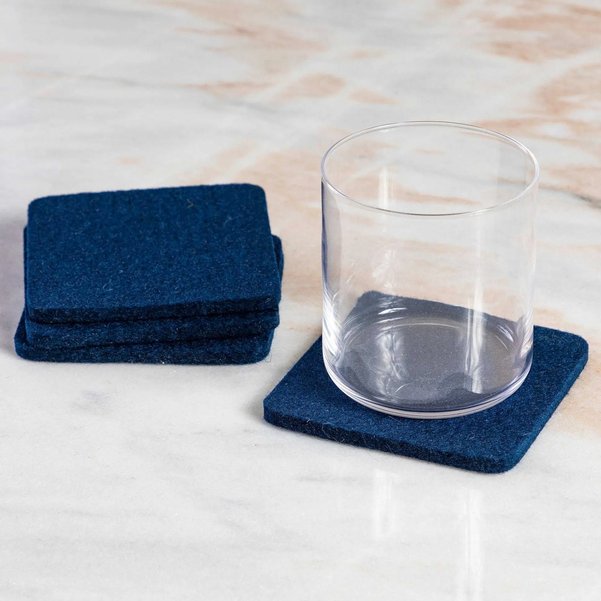 Square Felt Coaster, Set of 4, Marine