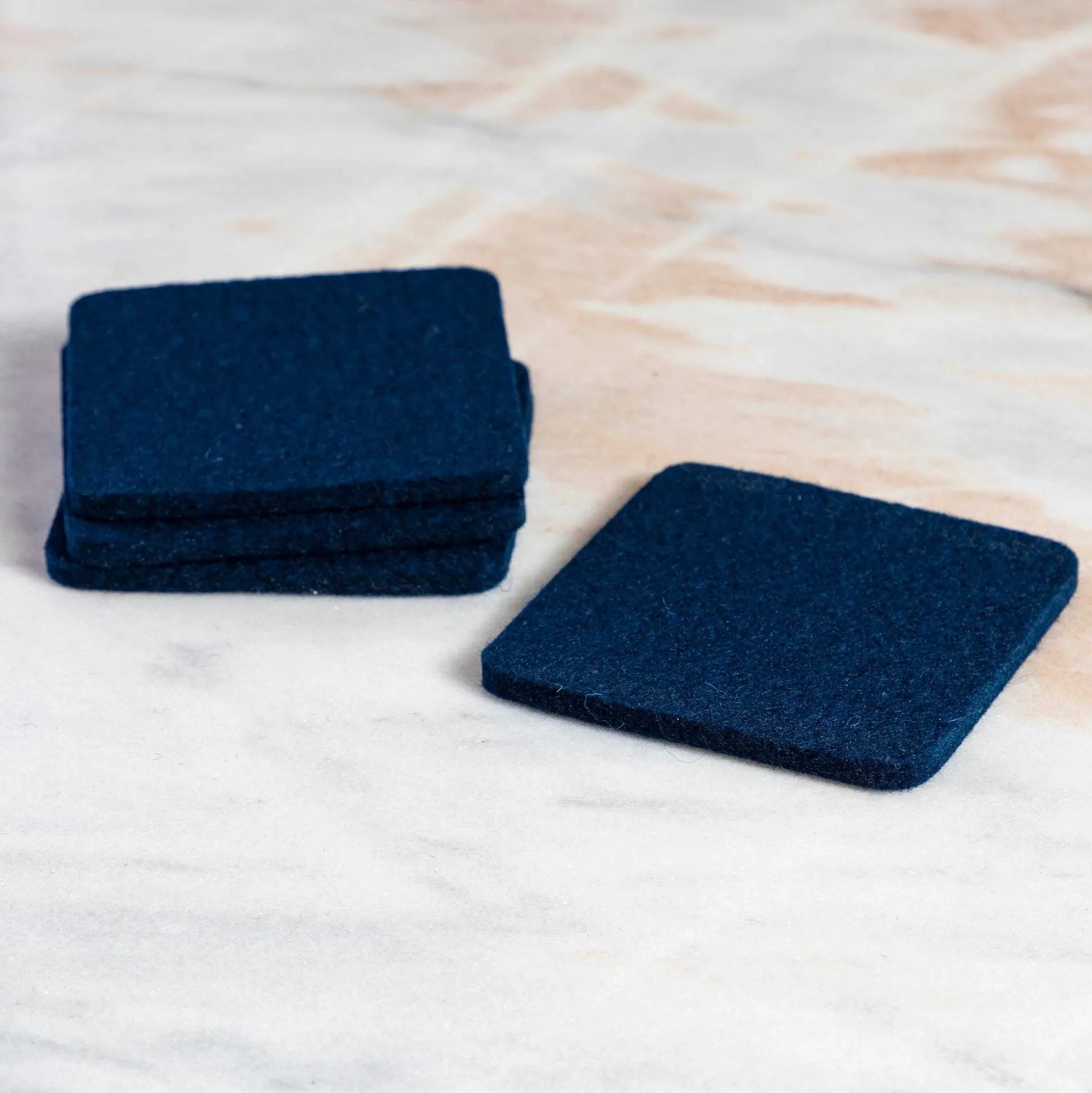 Square Felt Coaster, Set of 4, Marine