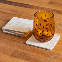 Square Felt Coaster, Set of 4, Heather White