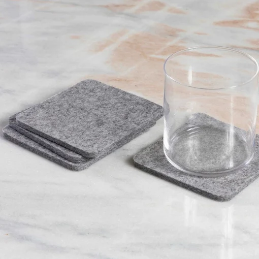Square Felt Coaster, Set of 4, Granite