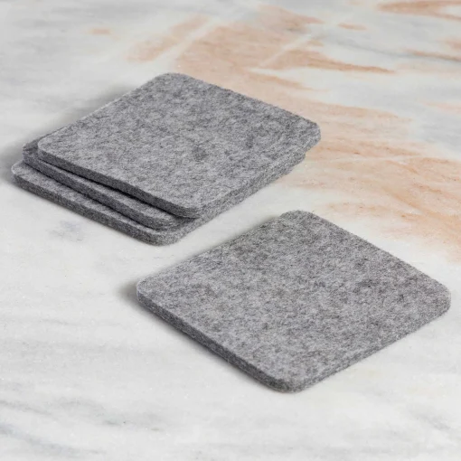 Square Felt Coaster, Set of 4, Granite