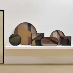 Square Glass Angle Tray, Slate, Large