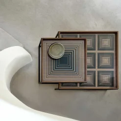 Square Ink Squares Glass Tray, Large