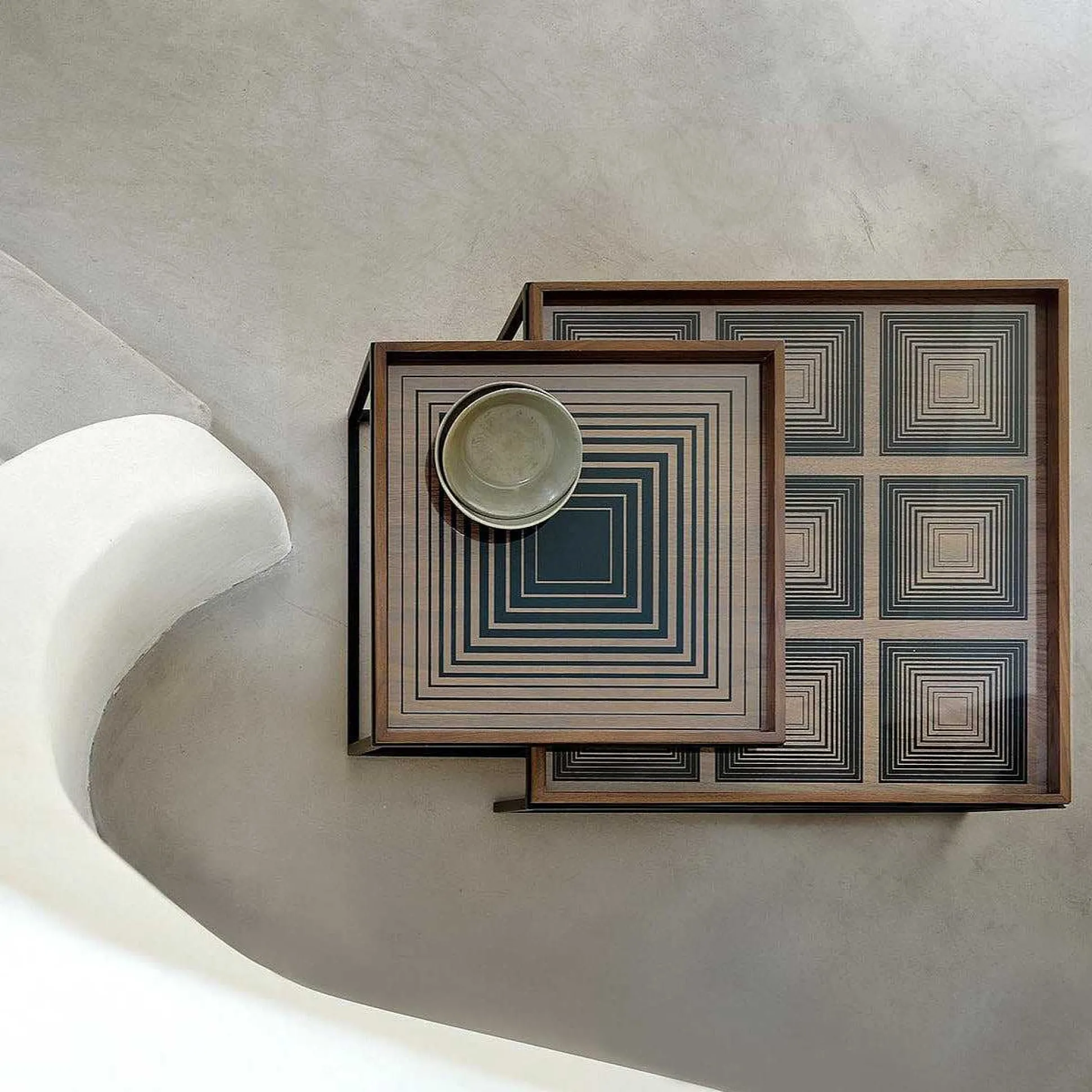 Square Ink Squares Glass Tray, Large