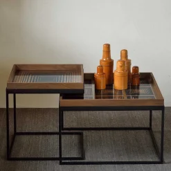 Square Tray Coffee Table Set, S & L (Trays Not Included)