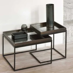 Square Tray Coffee Table Set, S & L (Trays Not Included)