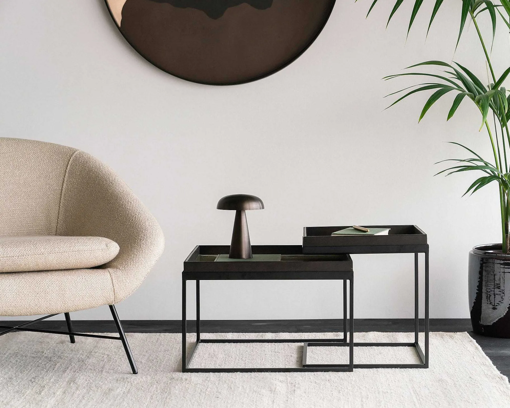 Square Tray Coffee Table Set, S & L (Trays Not Included)