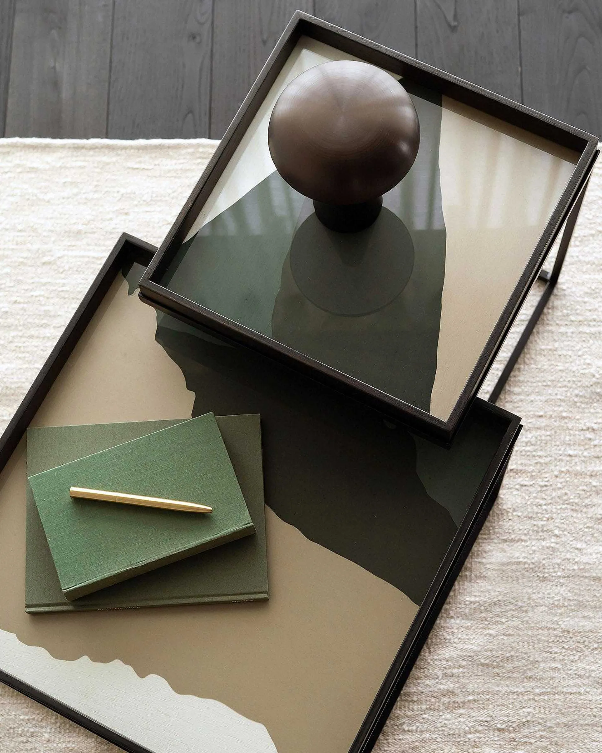 Square Tray Coffee Table Set, S & L (Trays Not Included)