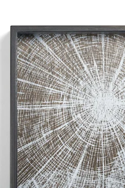 Square White Slices Varnished Wood Tray, Small