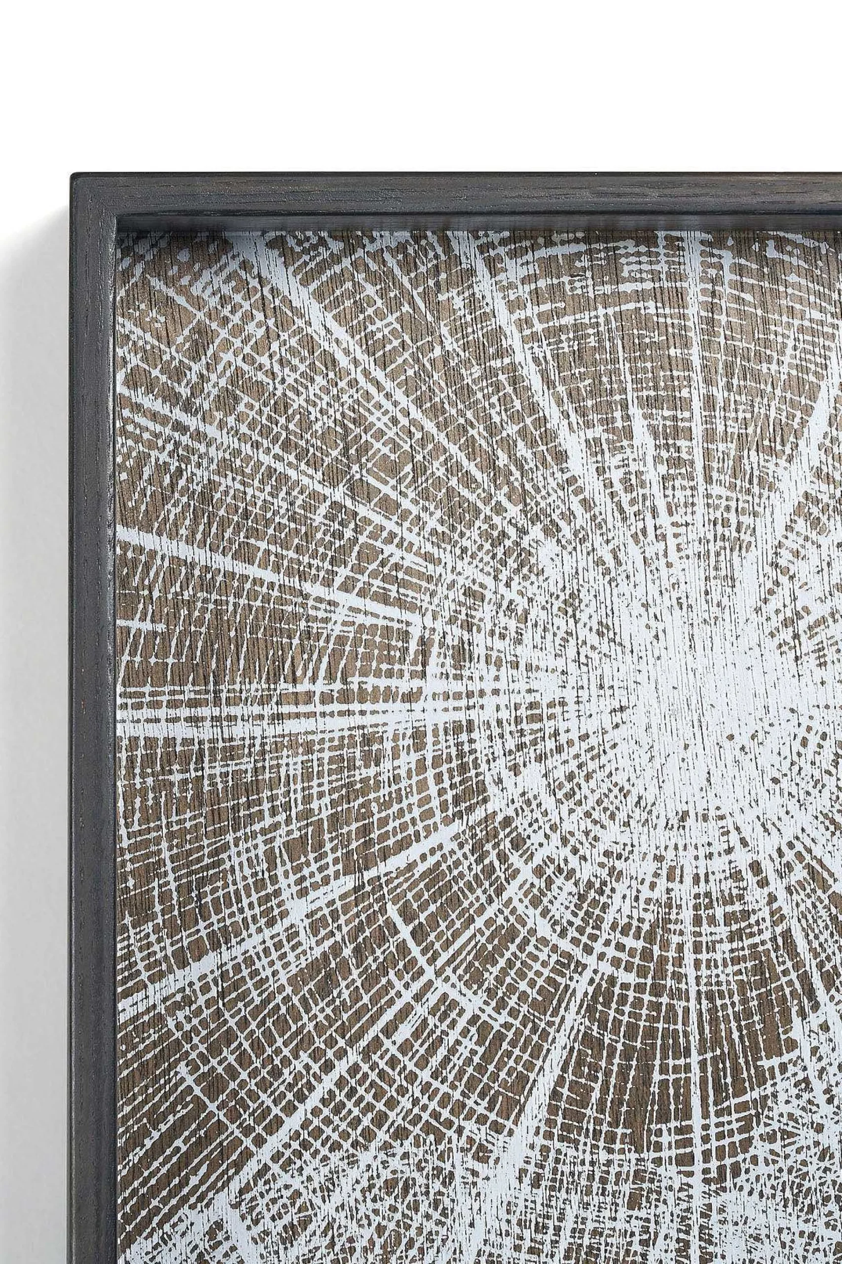 Square White Slices Varnished Wood Tray, Small