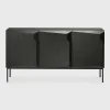 Stairs Black Oak Sideboard, 3 Doors